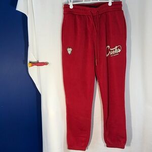 Crooks & Castles Men's Bandito Medusa fleece jogger sweatpants in red, size med